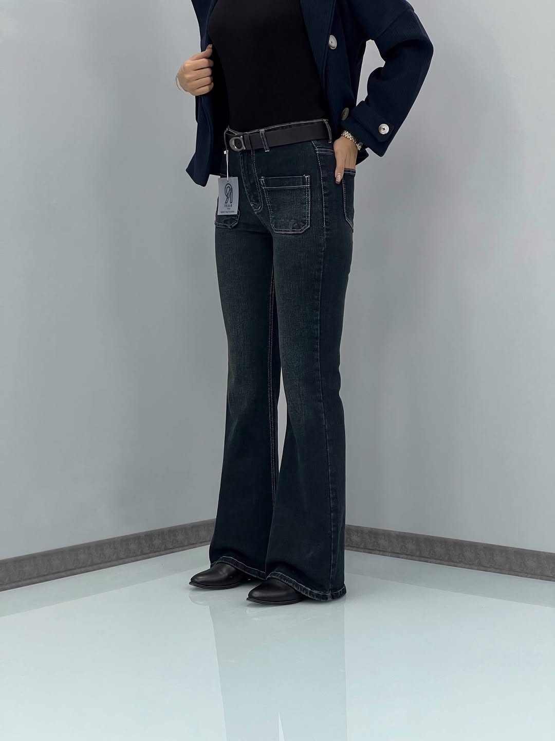 شلوار بوتکات جلو جیب سرمه ای سایز ۳۶ تا ۵۲