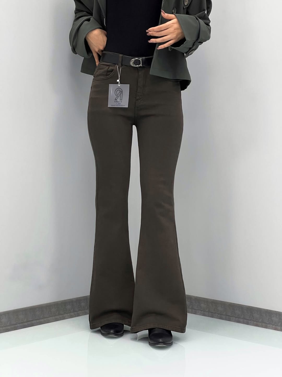 شلوار کتان فول کش قهوه ای